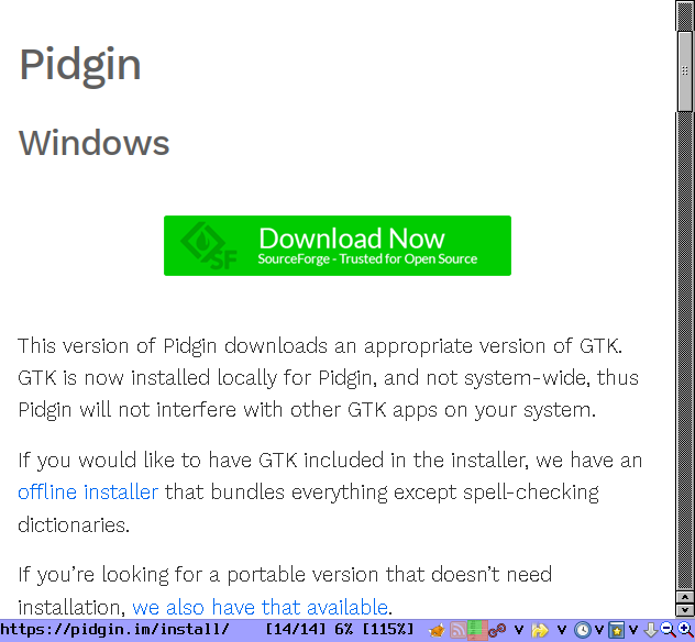 Install Pidgin web page