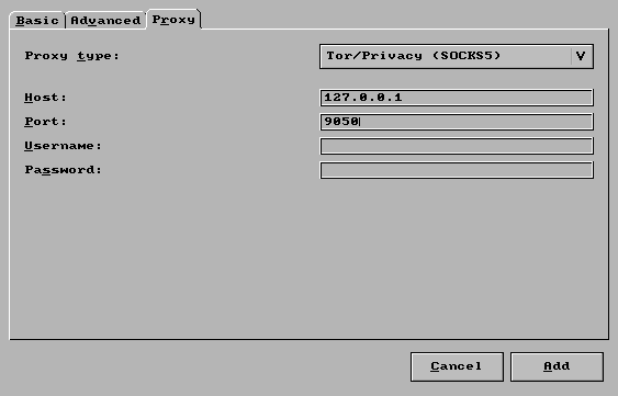 Enabling Tor connection